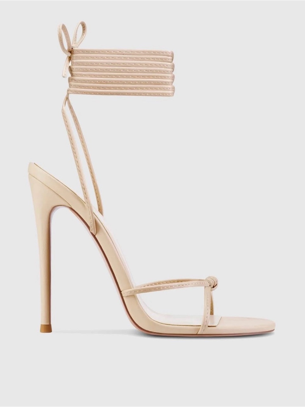 Nude Ankle-Tie Stiletto Sandals - Women